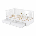 Letto in legno di pino con cassetti Bianco 200x90 cm