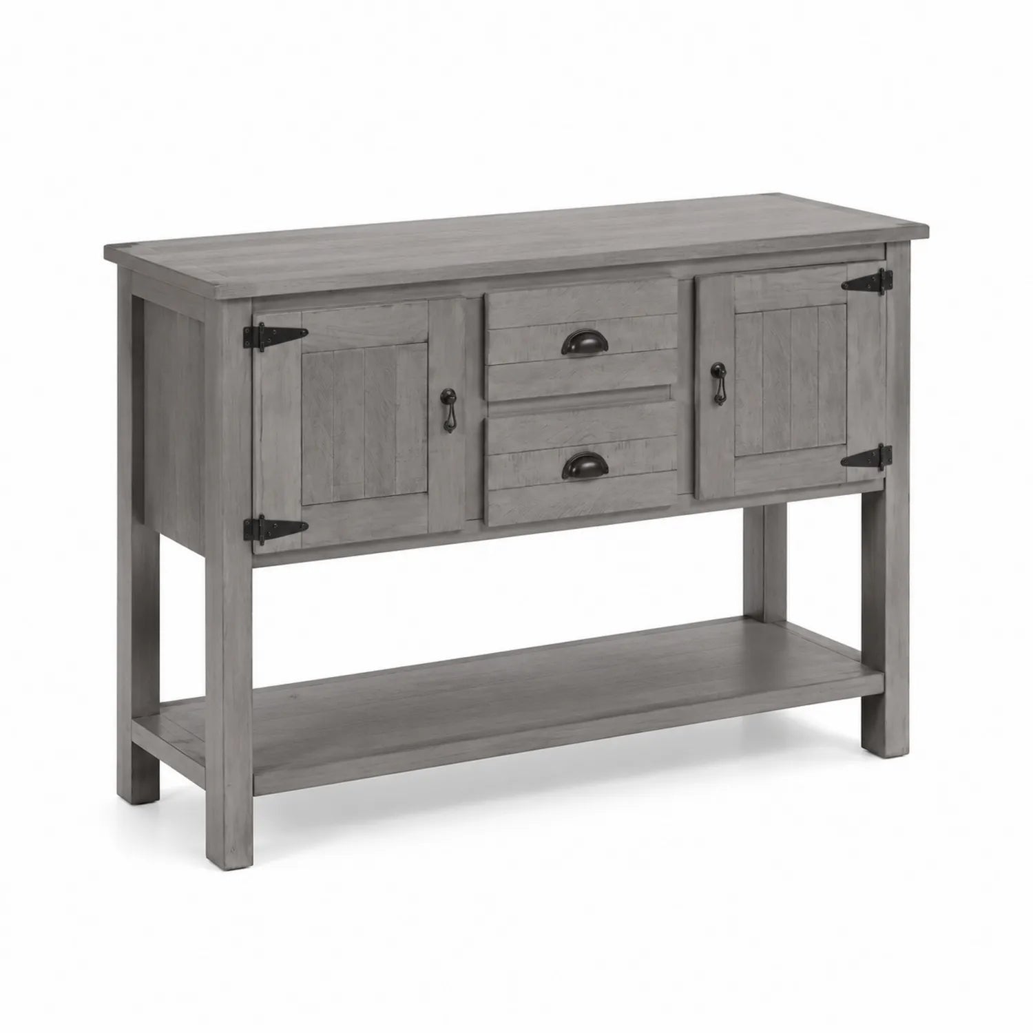 Consolle rettangolare in legno con cassetti e ante Grigio