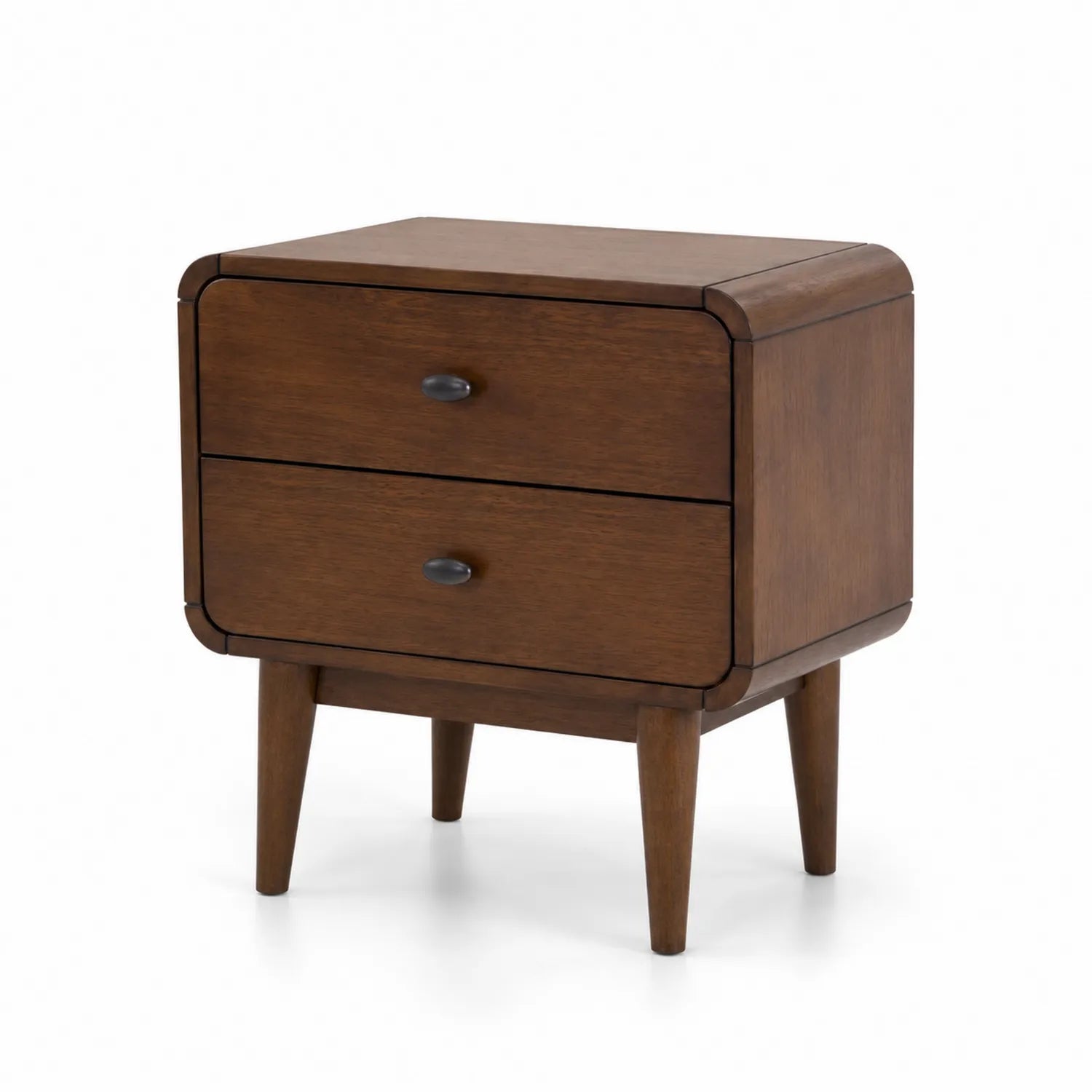 Solid Wood Nightstand with 2 Drawers Brown