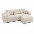 Divano angolare beige in tessuto poliestere