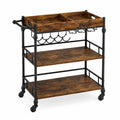 Carrello da Cucina in Legno e Metallo con Ripiani, 75x40x90 cm, Marrone/Nero