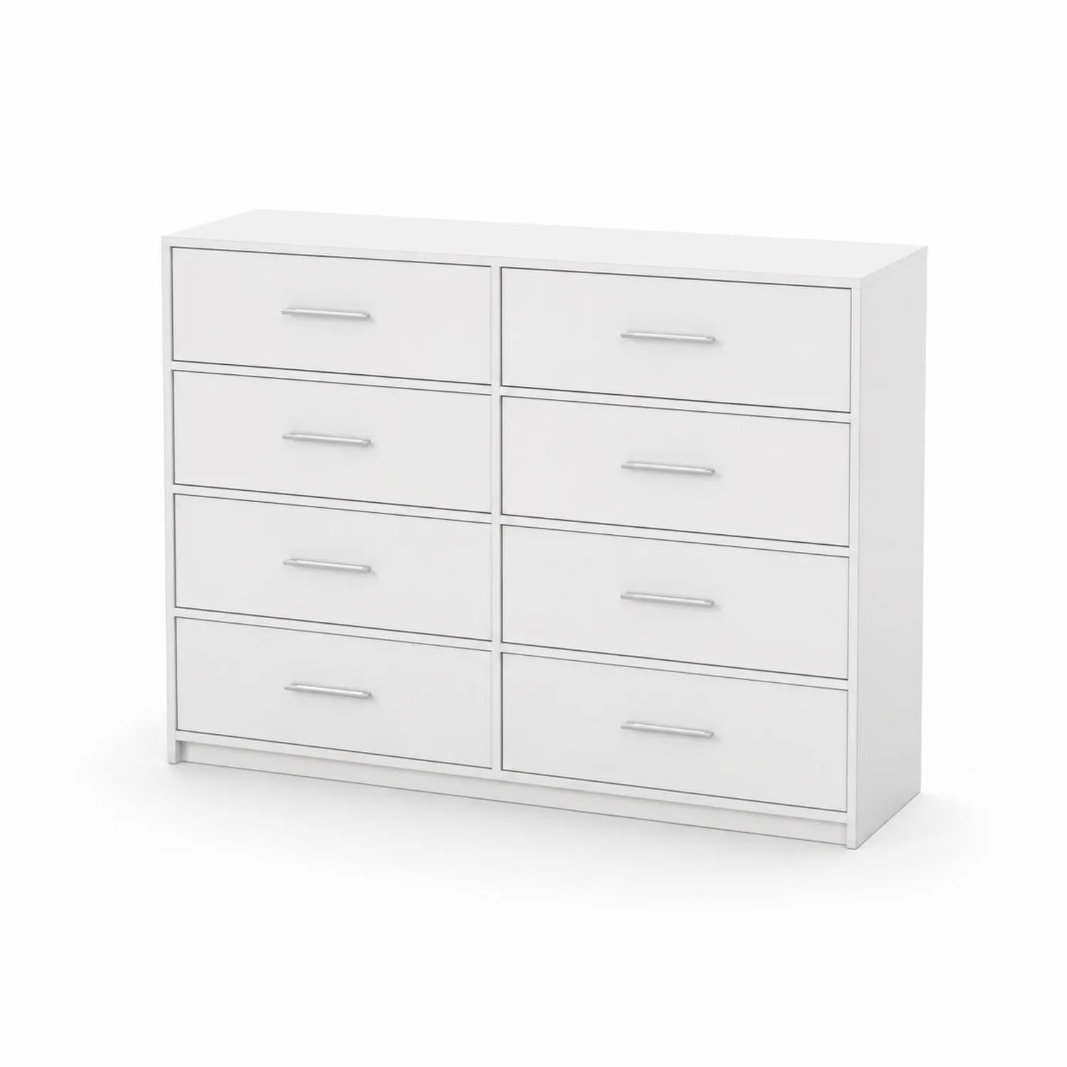 Cassettiera 8 cassetti in legno composito Bianco 120x40x80 cm
