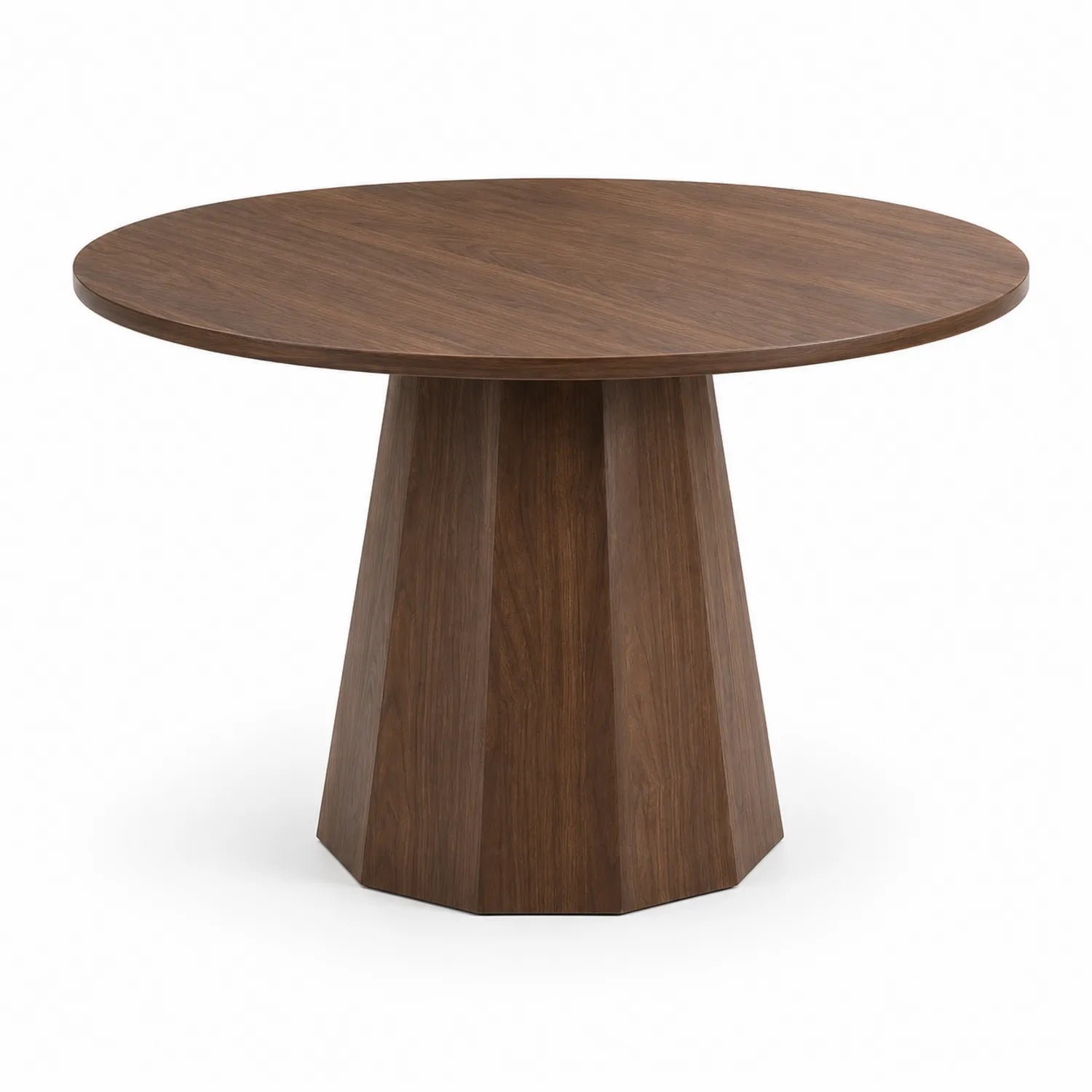 Round walnut wood table