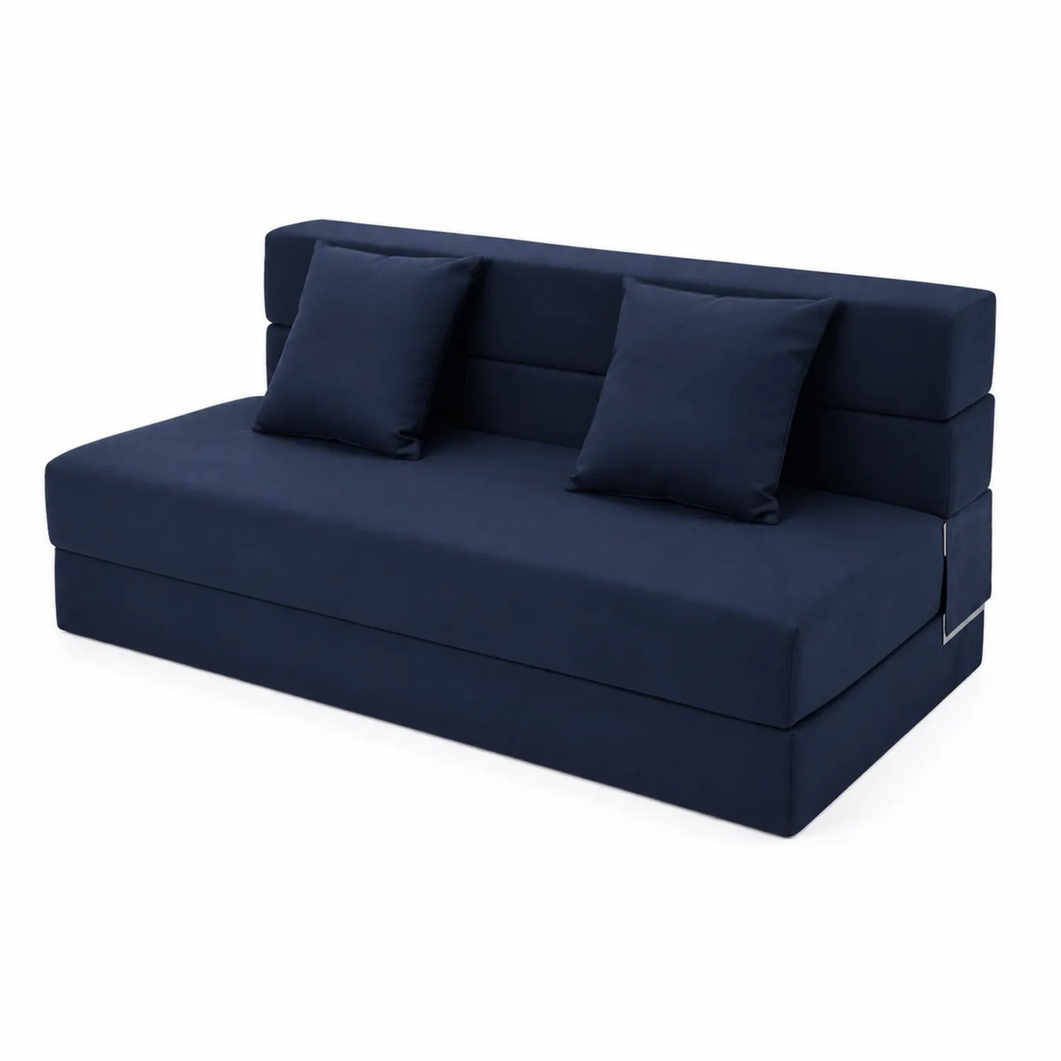 Blue Polyester Fabric Sofa Bed with Cushions