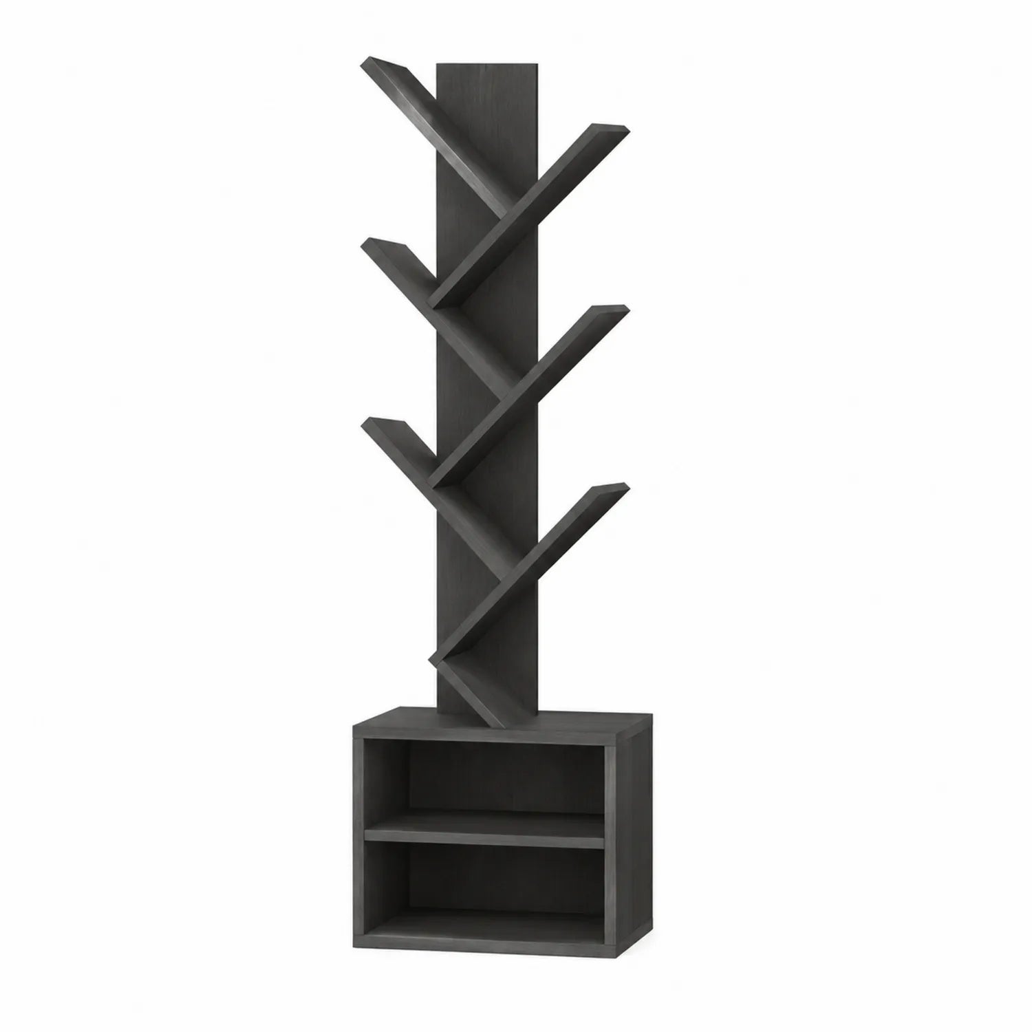 Albero Libreria in Legno MDF Grigio 180x60x25 cm