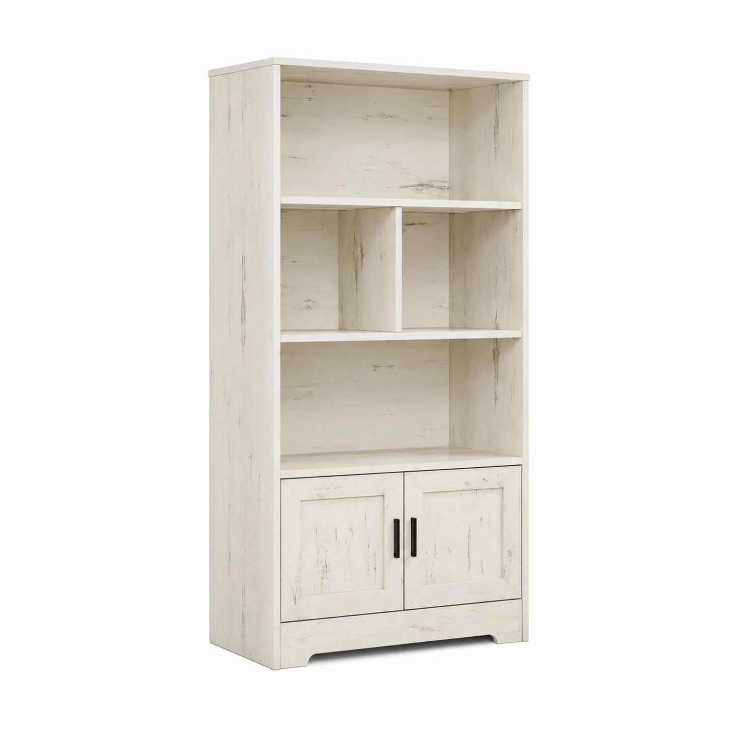White Wooden Bookcase with Cabinet