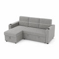 Divano angolare in legno e tessuto grigio 230x160x90 cm