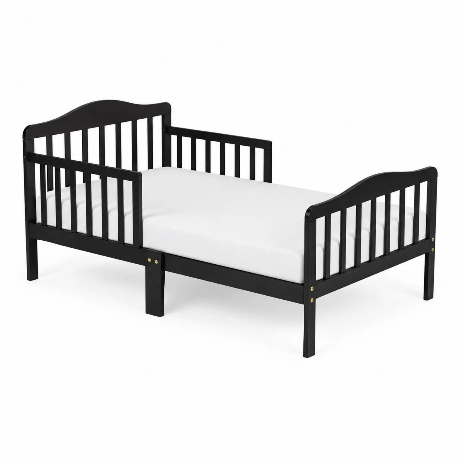 Letto per bambini in legno nero con materasso 140x70 cm