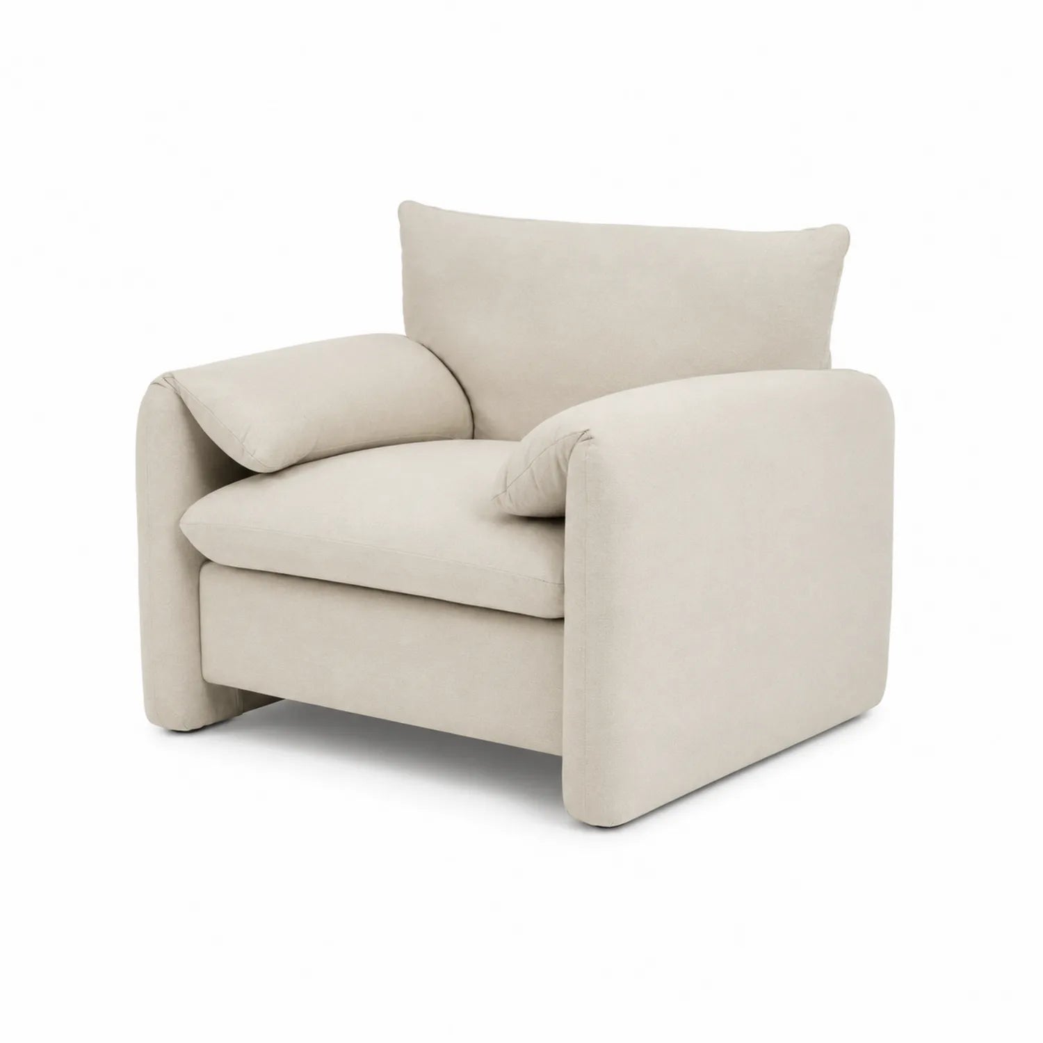 Beige Fabric Armchair with Foam Padding