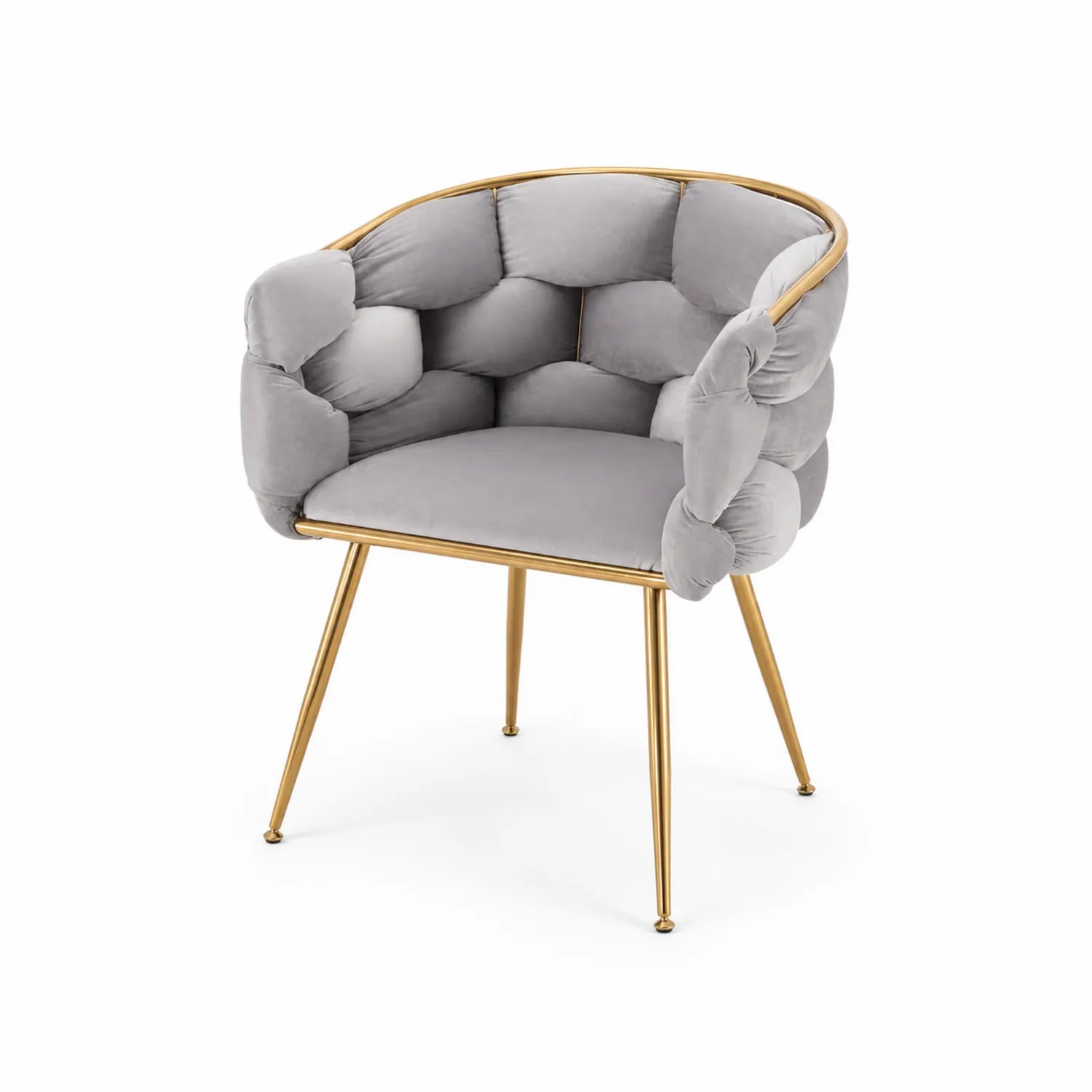 Velvet Armchair with Gold Metal Frame