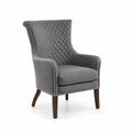 Poltrona in tessuto grigio con gambe in legno