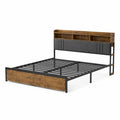 Letto matrimoniale in legno e metallo con testiera con scaffali 200x160 cm