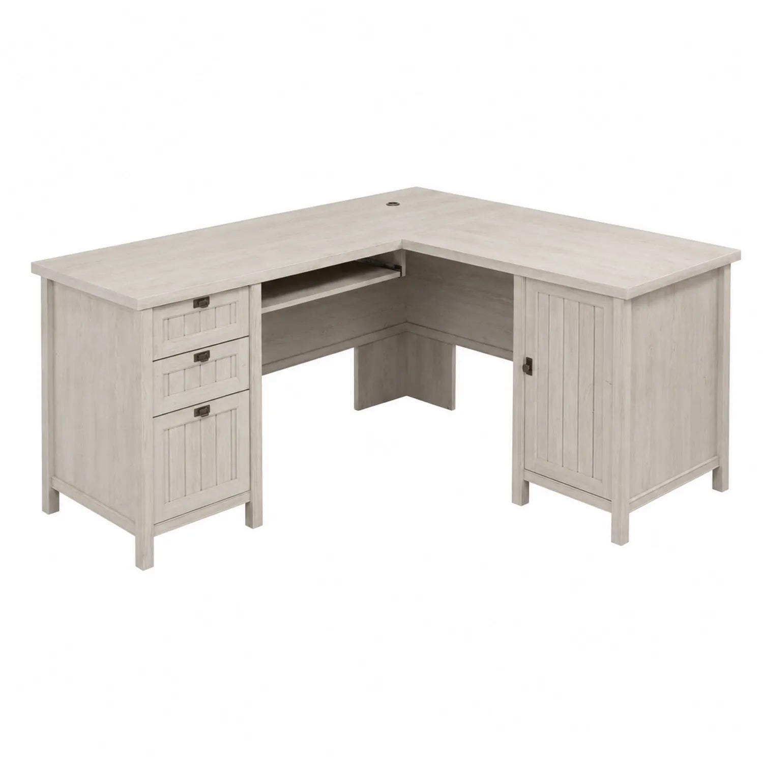 L-Shaped Corner Desk with Drawers and Cabinet in Laminated Wood