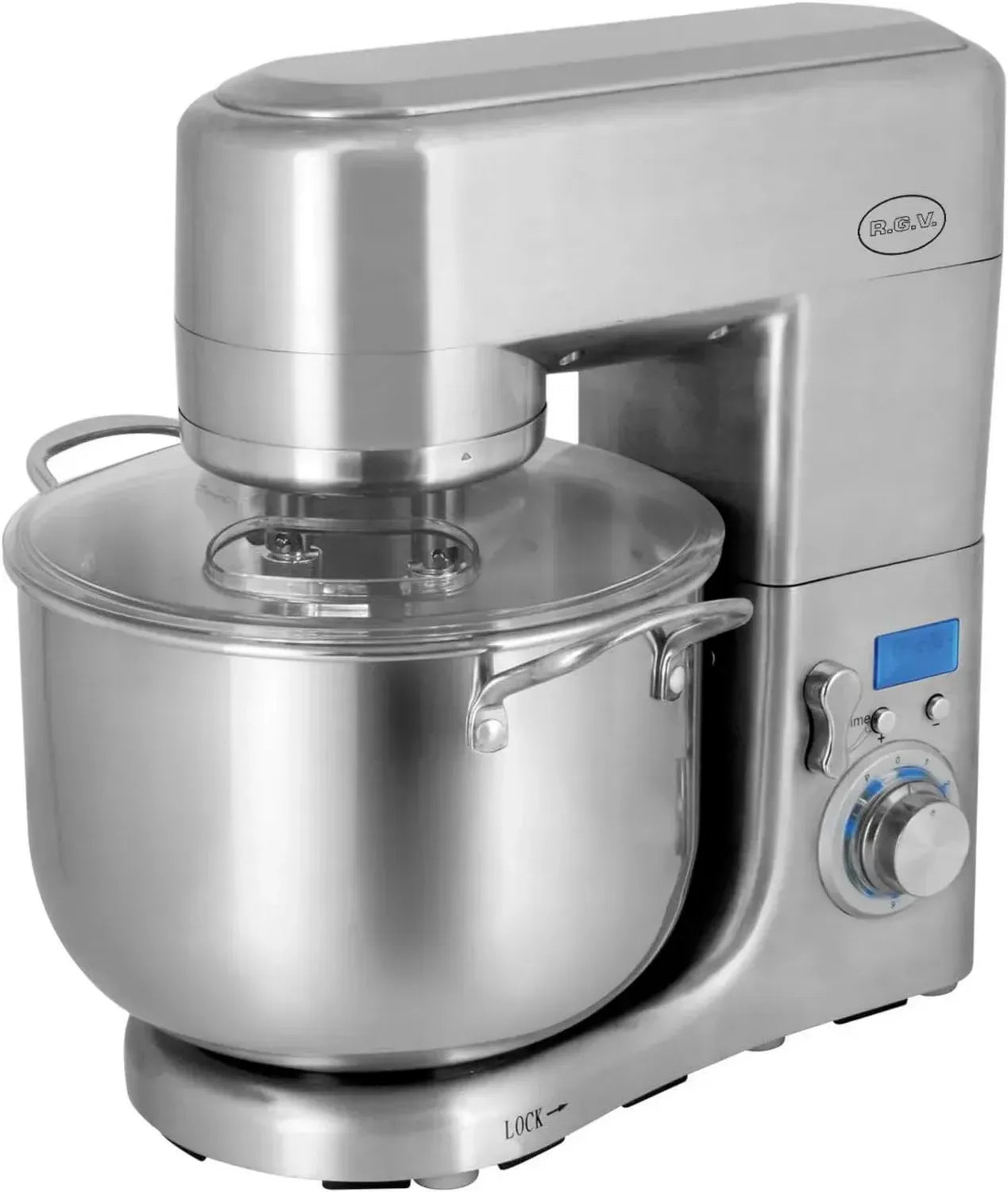 Impastatrice Planetaria RGV 10L, Doppio Gancio e Coperchio, 6 Velocità LCD in Alluminio