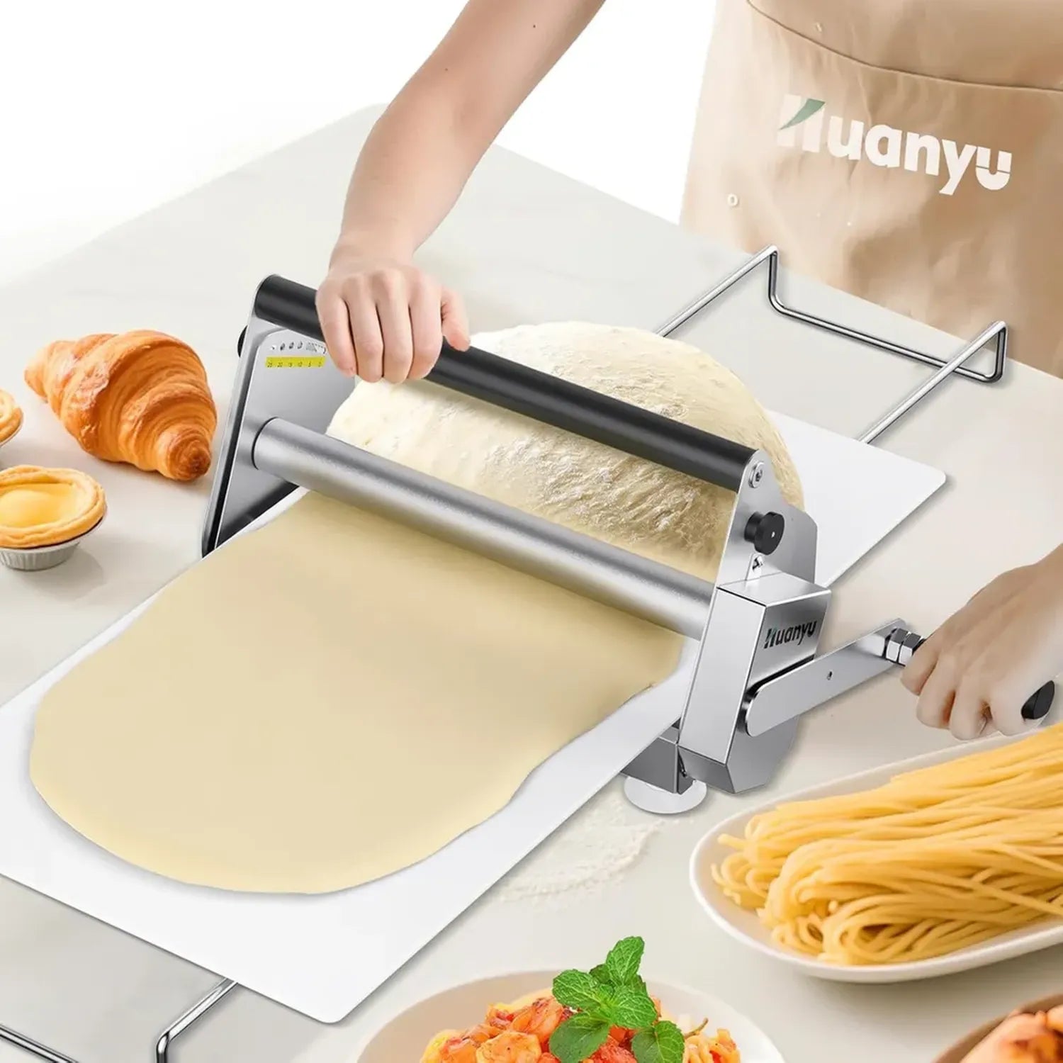 Sfogliatrice Compatta 30,5 cm in Acciaio Inox con 10 Regolazioni di Spessore per Uso Domestico e Professionale