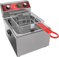 Friggitrice Elettrica a Vasca Singola con Cestello Capacità 10L, Timer 60 Minuti, 1800W, per Cucina Domestica e Ristorante