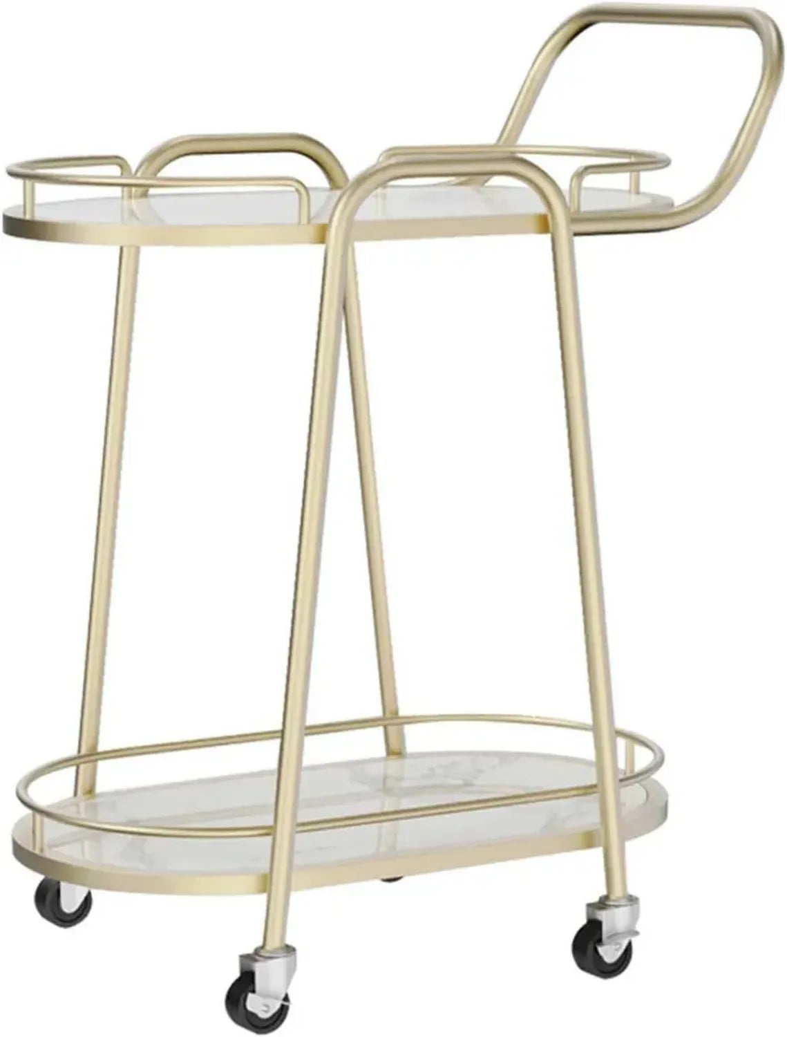 Carrello da Cucina a 2 Livelli con Ruote, Isola Portatile e Moderna per la Casa (Bianco)