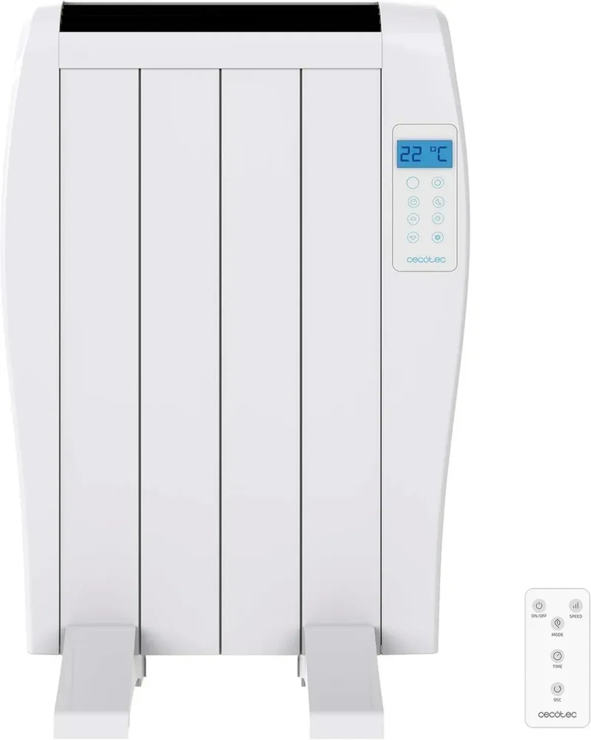 Radiatore Elettrico Cecotec ReadyWarm 2500 Nero, 1800W, 12 Elementi, Display LCD, Telecomando, Timer, Per 25m², Bianco