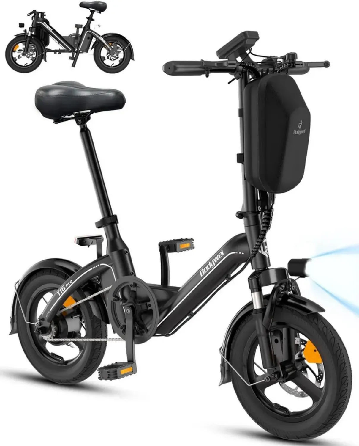 Bici Elettrica Pieghevole Bodywel T16Pro 14" Leggera, 36V 10Ah, Motore 250W, Schermo LED 4.5"