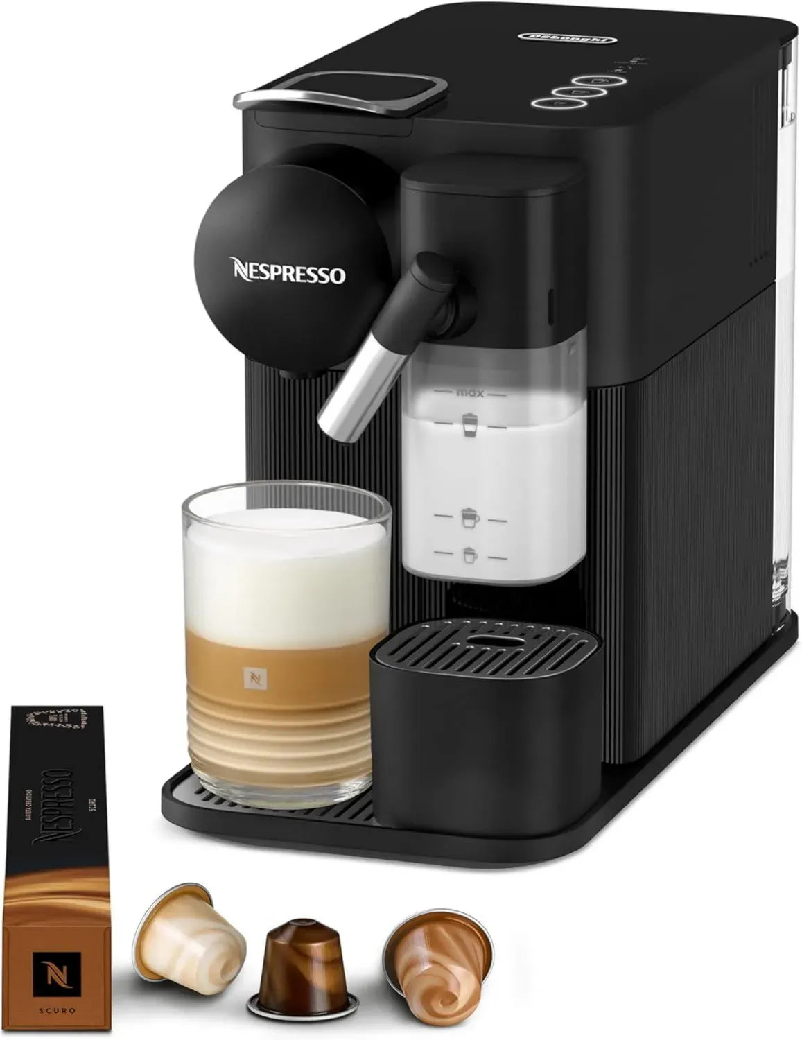 Macchina da Caffè De'Longhi Nespresso Lattissima One, Sistema Capsule, Serbatoio 1L, Colore Nero