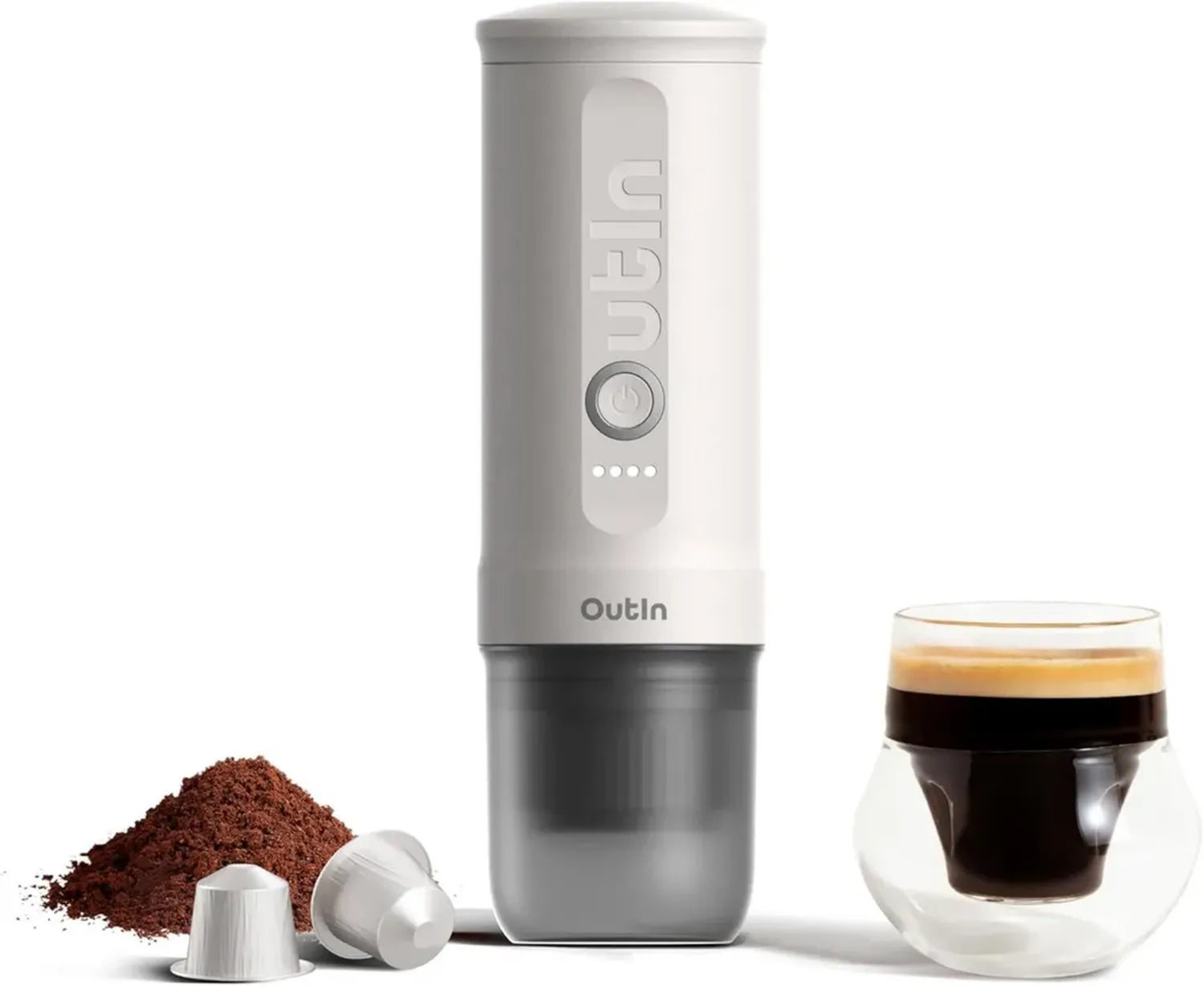 Macchina da caffè espresso portatile con ricarica USB-C, ideale per viaggio e campeggio, compatibile con caffè macinato e capsule NS