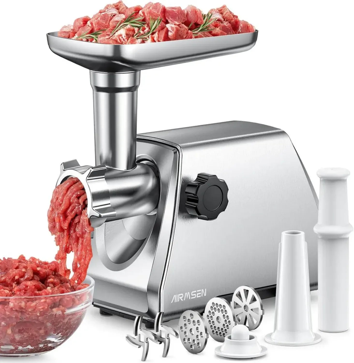 Tritacarne Elettrico Professionale con Lame in Acciaio Inox e Accessori per Salsicce