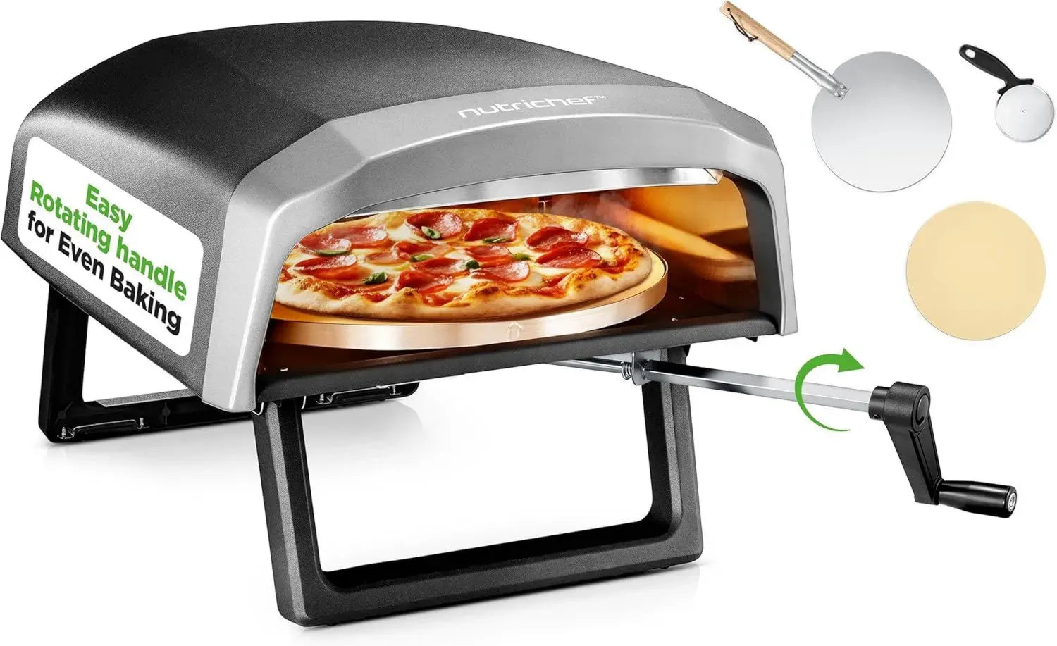 Forno per Pizza Portatile a Gas da Esterno con Pietra Rotante