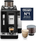 De'Longhi Rivelia – Macchina Automatica per Caffè con Montalatte, 8 Tipi di Bevande, Display Touch, Contenitori Chicchi Intercambiabili, Nero