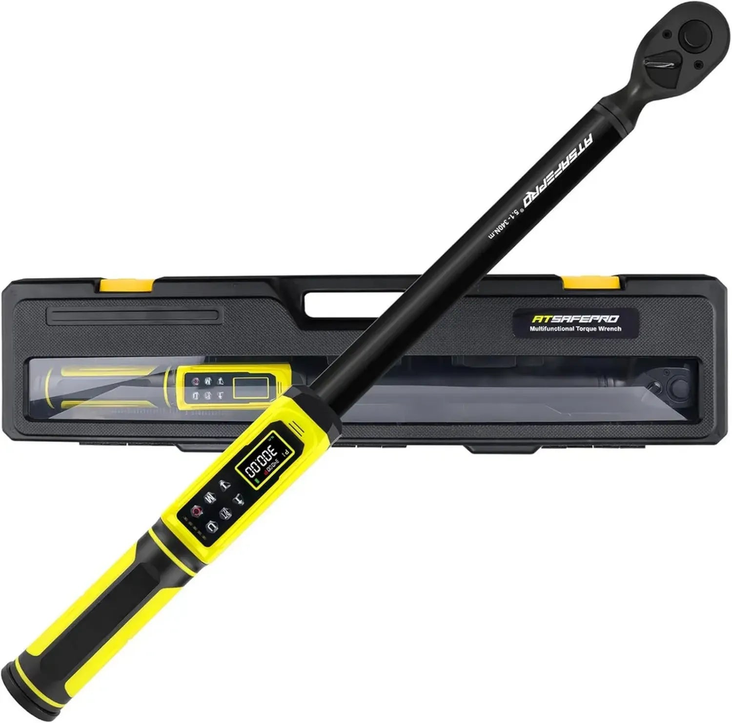 Chiave Dinamometrica Digitale 1/2" 5-340 Nm con Display LCD e Allarmi, Alta Precisione ±2%, per Auto, Moto, Biciclette