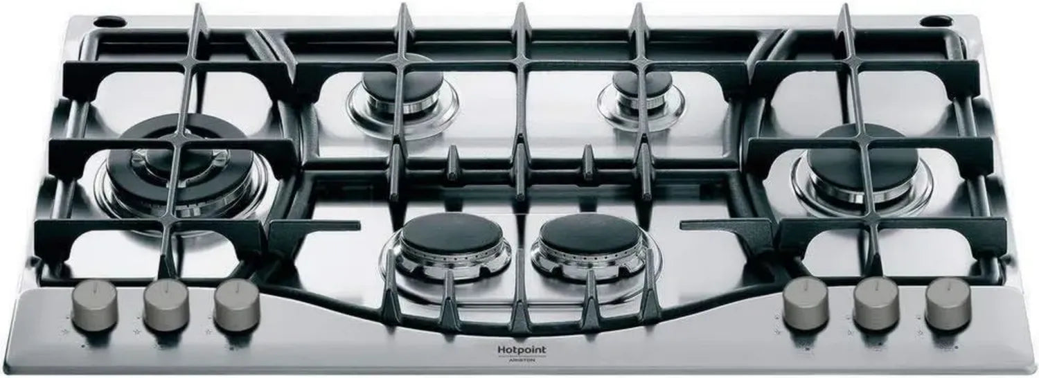 Piano cottura a gas Hotpoint Ariston 90cm in acciaio inox con griglie in ghisa