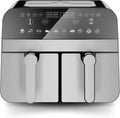Friggitrice ad Aria Doppio Cestello 2400W 9L in Acciaio Inox, Cucina Sana e Veloce per la Famiglia