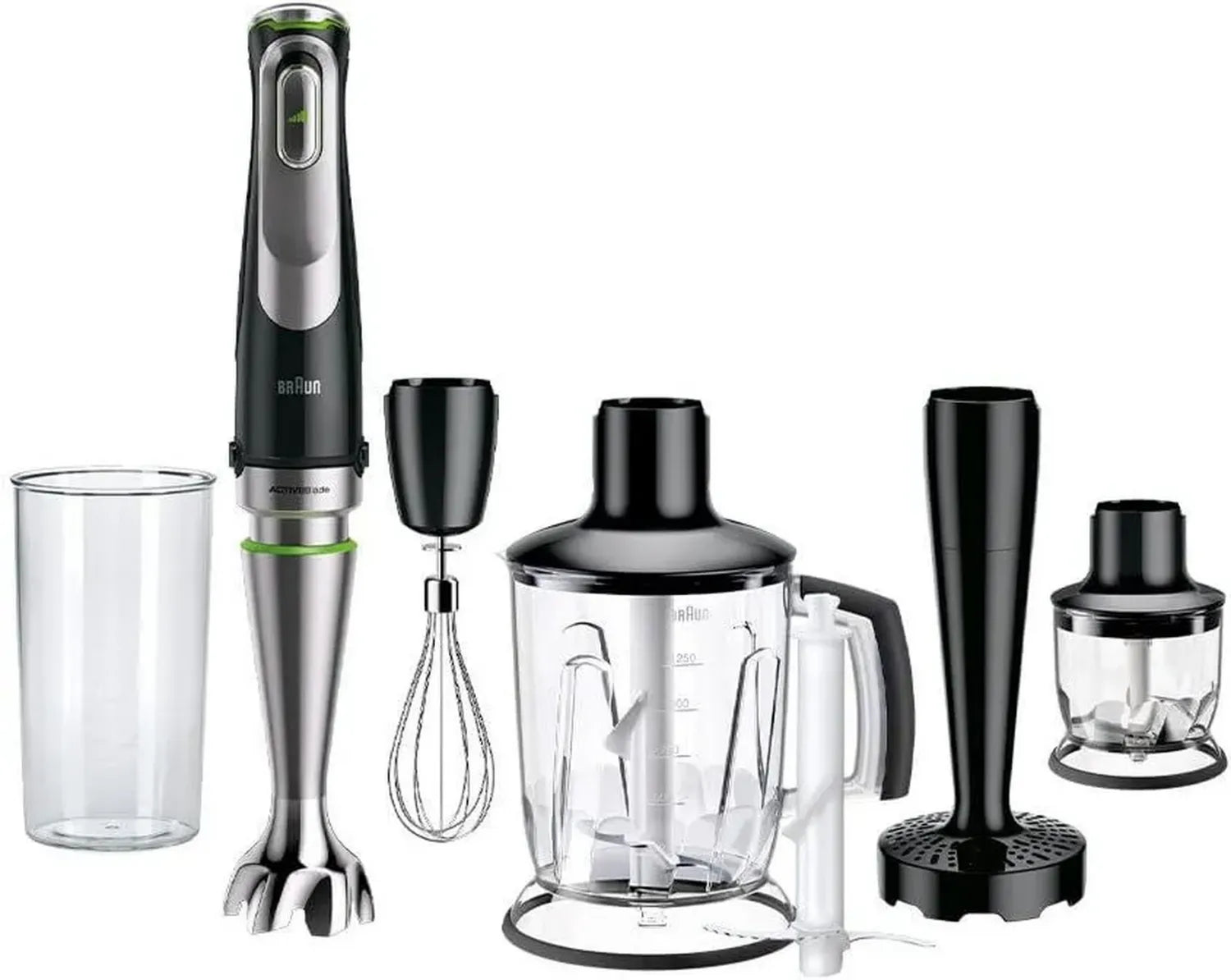 Frullatore a Immersione Braun MultiQuick 9 - 1200W, Tecnologia Anti-Schizzi, Controllo Preciso Velocità, Accessori Multipli, Nero
