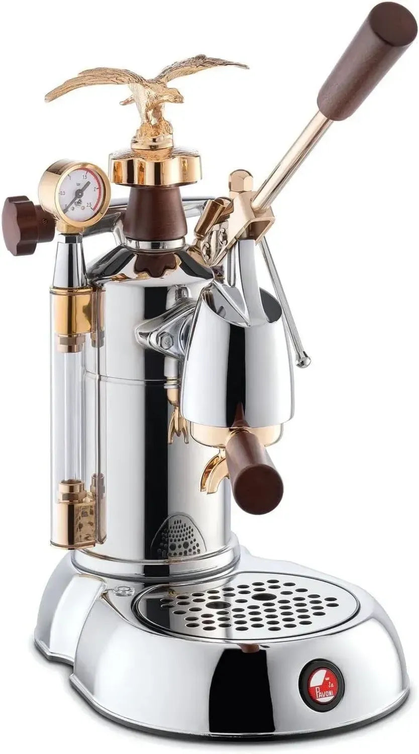 La Pavoni Macchina per Espresso lussuosa in Cromo e Oro