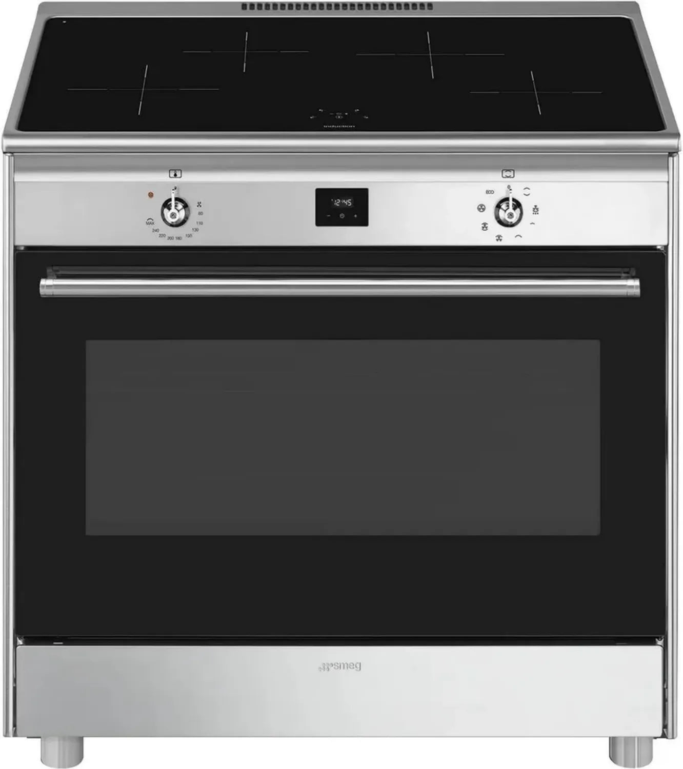 Smeg CG90CIXT - Cucina a induzione 4 zone con forno elettrico, 90x60 cm, Classe A