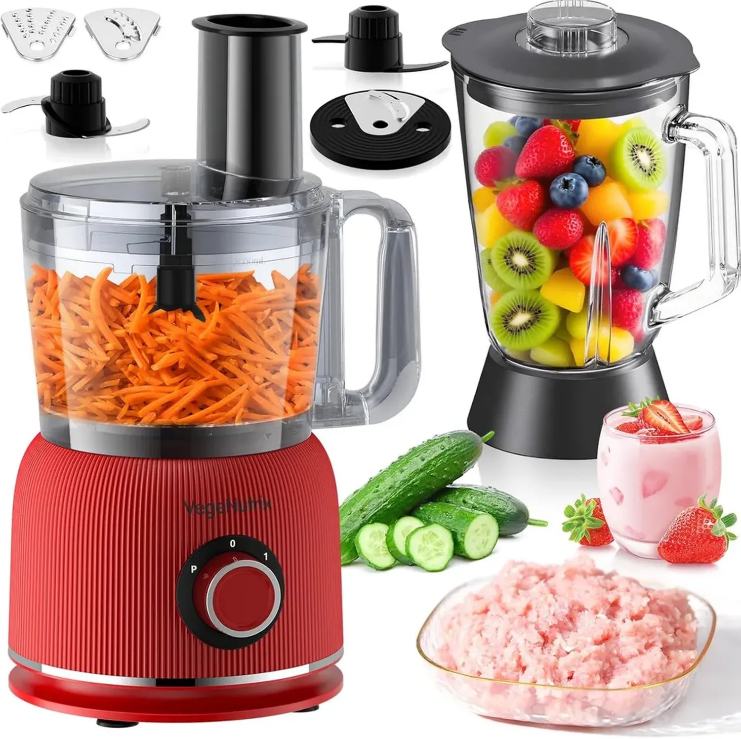 Robot Multifunzionale 3 in 1: Frullatore, Tritatutto e Impastatrice da 1500W