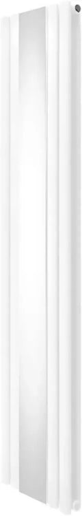 Radiatore verticale moderno 1800x380 mm con specchio incorporato, acciaio bianco lucido per casa