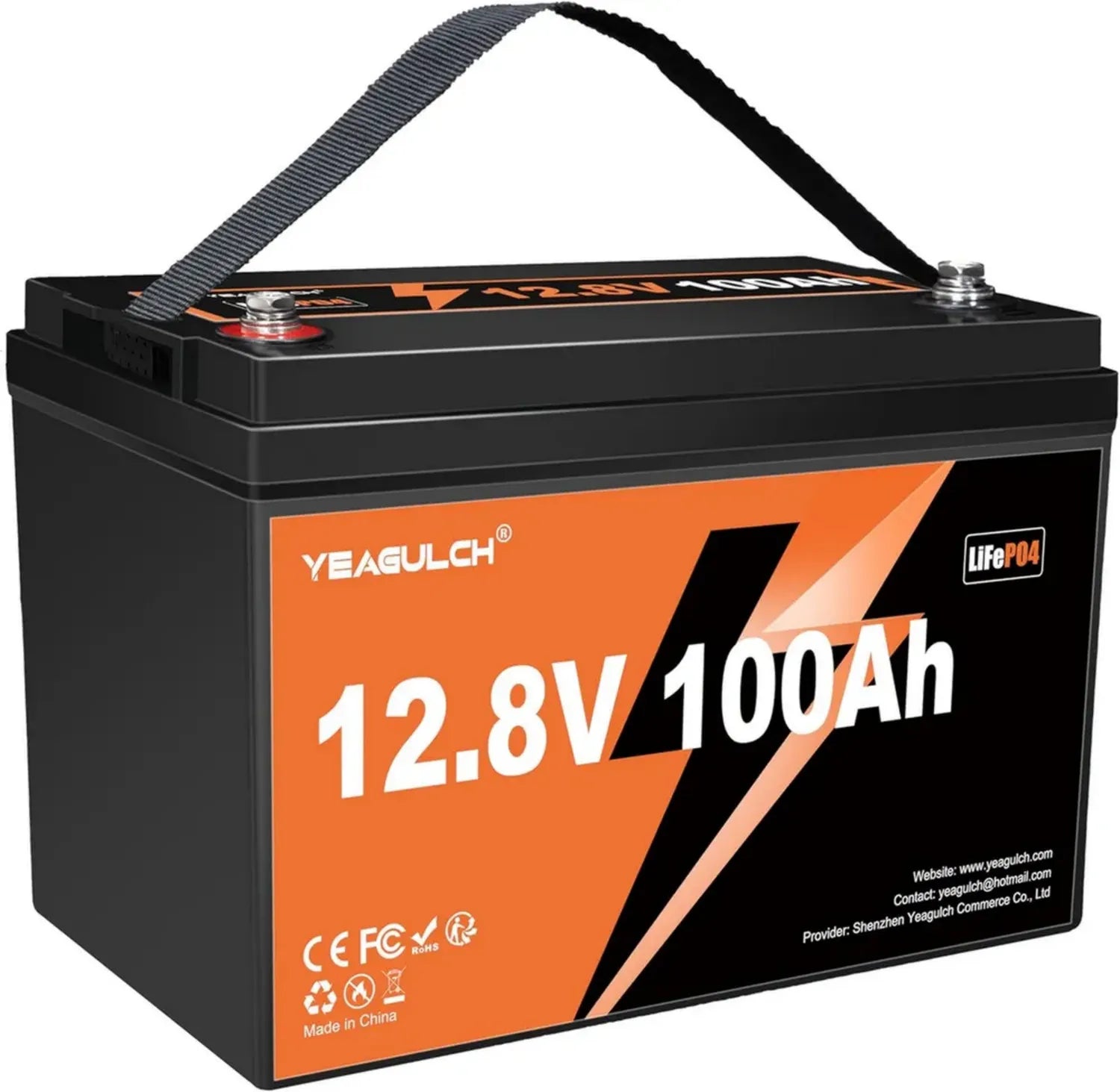 Batteria LiFePO4 12V 100Ah con BMS e Protezione Temperatura per Camper e Barche