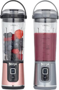 Frullatore Portatile Senza Fili Ninja 530 ml con Coperchio Ermetico, Ideale per Frullati e Ghiaccio, Design Oro Rosa e Argento