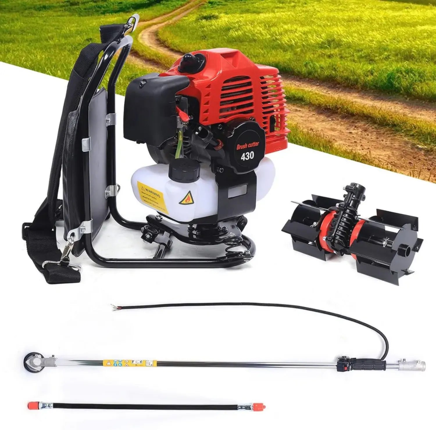 Decespugliatore a Scoppio 43 cc, 2 Tempi, Tagliaerba Multifunzione 3 in 1 per Giardini e Aree Verdi