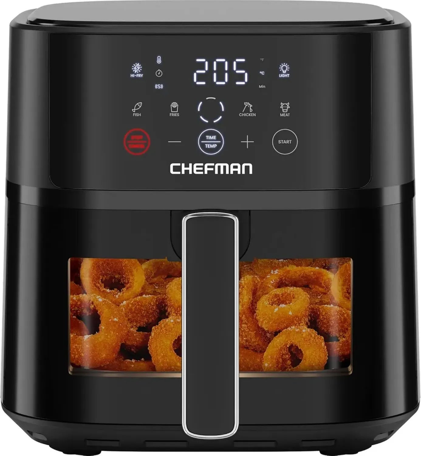 Friggitrice ad aria 5,7 L Chefman con display e controlli touch, antiaderente, lavabile in lavastoviglie, nero