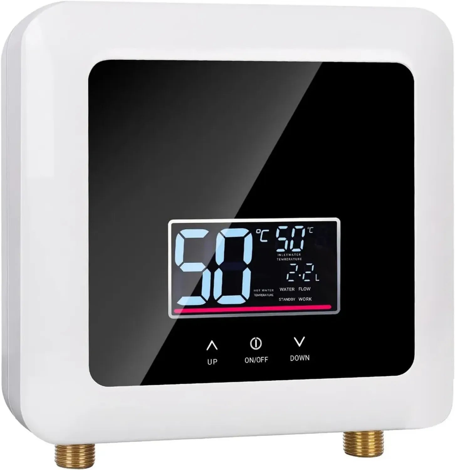 Scaldabagno Elettrico Istantaneo 7500W, Display LED, per Cucina e Bagno, Bianco