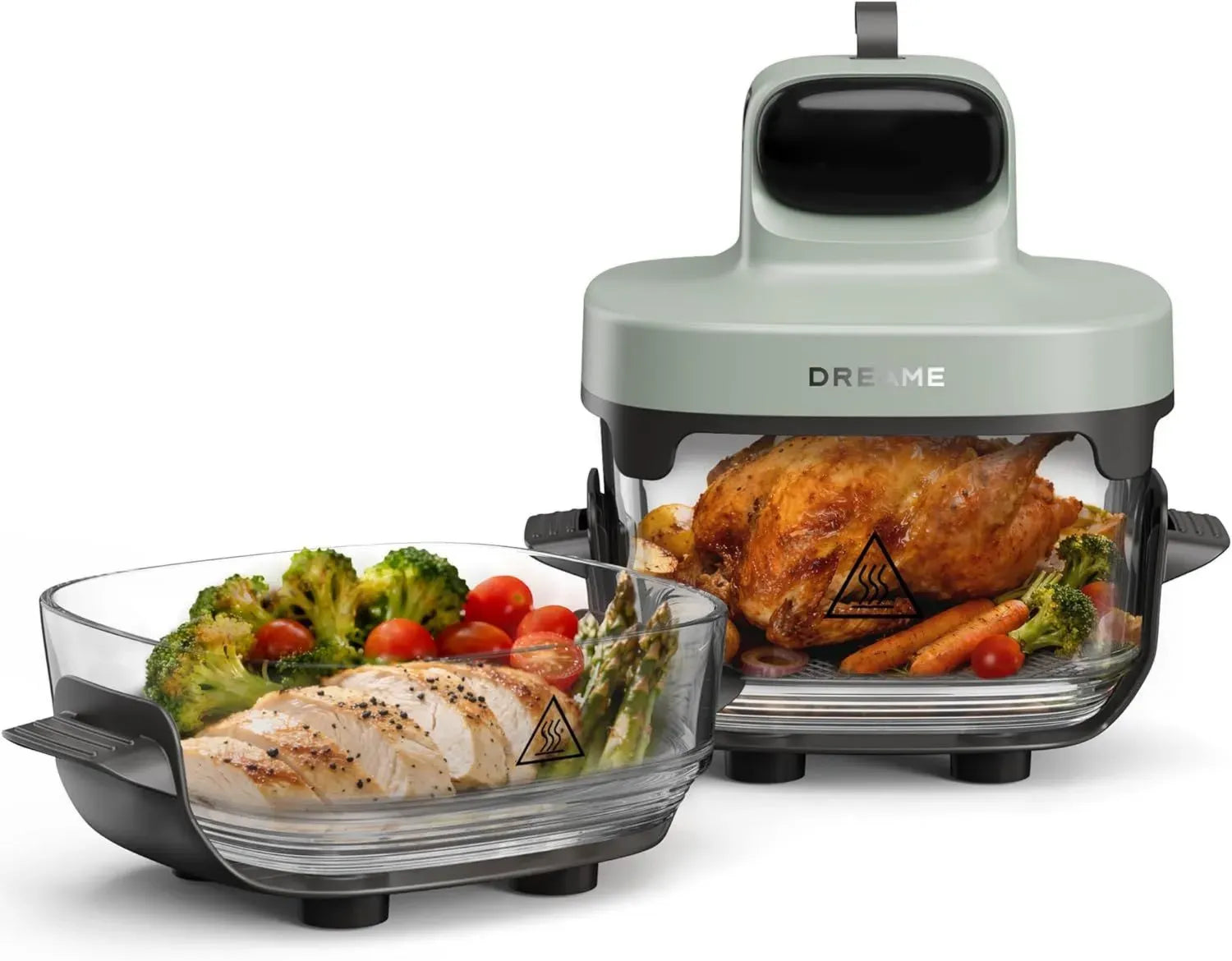 Friggitrice ad Aria Portatile DREAME 5 in 1 con Contenitori Doppi e Design in Vetro Borosilicato