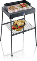 Griglia Elettrica SEVERIN 2200W Acciaio Inox con Ripiano, Regolazione Temperatura fino a 250°C, Uso Interno ed Esterno, Nero