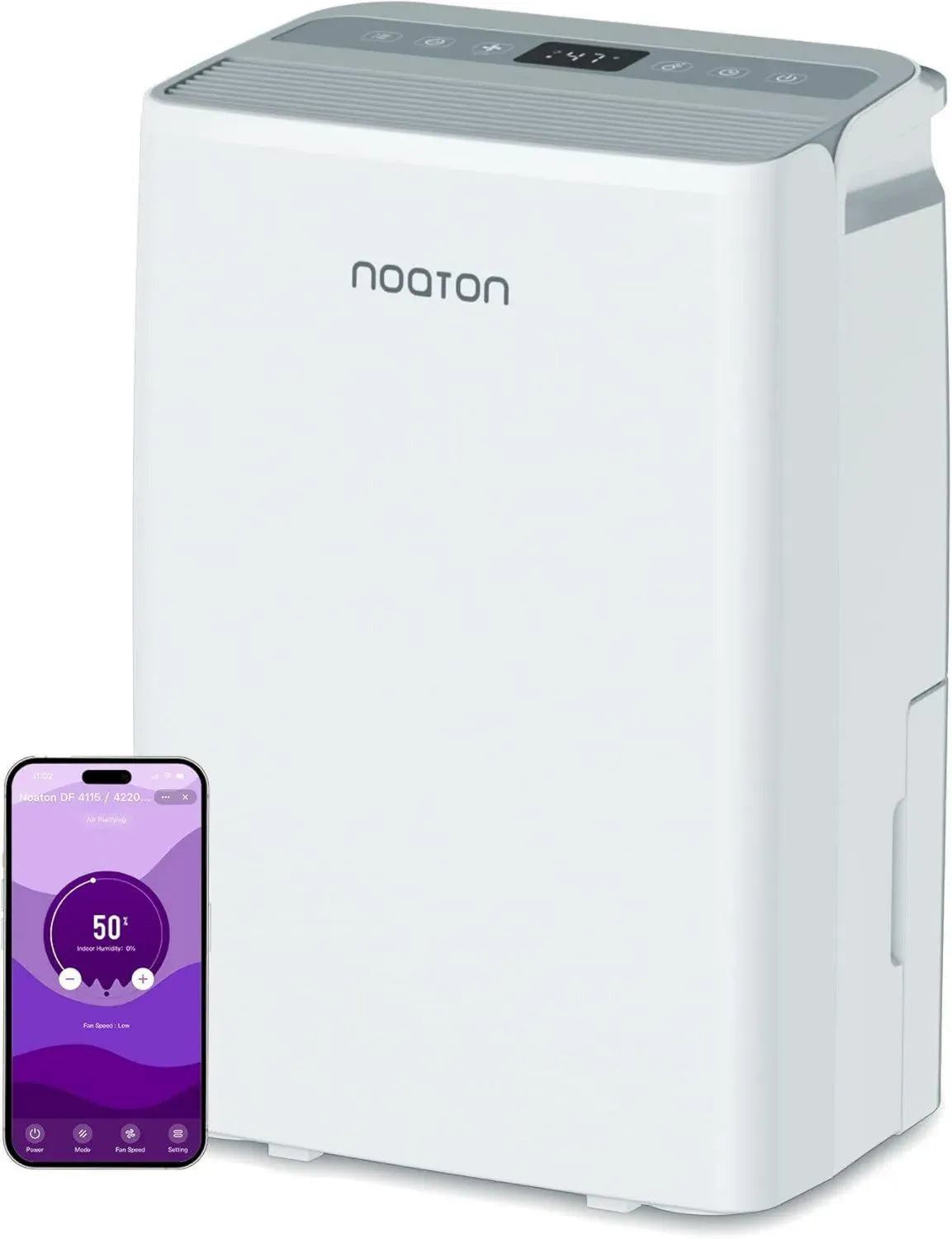 Deumidificatore Noaton DF 4115 WiFi con Filtro HEPA e App, Capacità 15L/24H, 5 Modalità, Silenzioso, Display Digitale, Timer 24H, Drenaggio Continuo, per Ambienti fino a 50m², Garanzia di 3 Anni