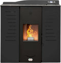 Stufa a Pellet Idro 25 KW per Riscaldamento e Acqua Calda, Efficienza 90%, Design Slim, 180m², Autonomia 16 Ore, Programmabile, Nero