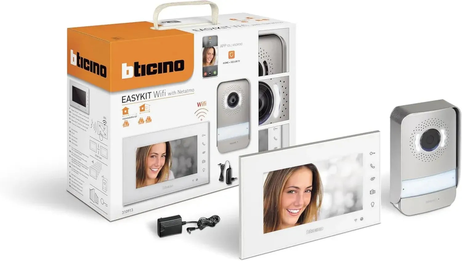 BTICINO Videocitofono Easykit WiFi Espandibile, Monitor 7" HD, Visione Notturna, Controllo da Smartphone