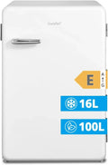 Mini Frigorifero Retrò 116L con Freezer, Bianco, Silenzioso, per Casa e Ufficio
