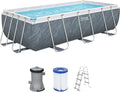 Piscina Rettangolare Bestway Power Steel con Filtro, 404x201x100 cm, Effetto Marmo