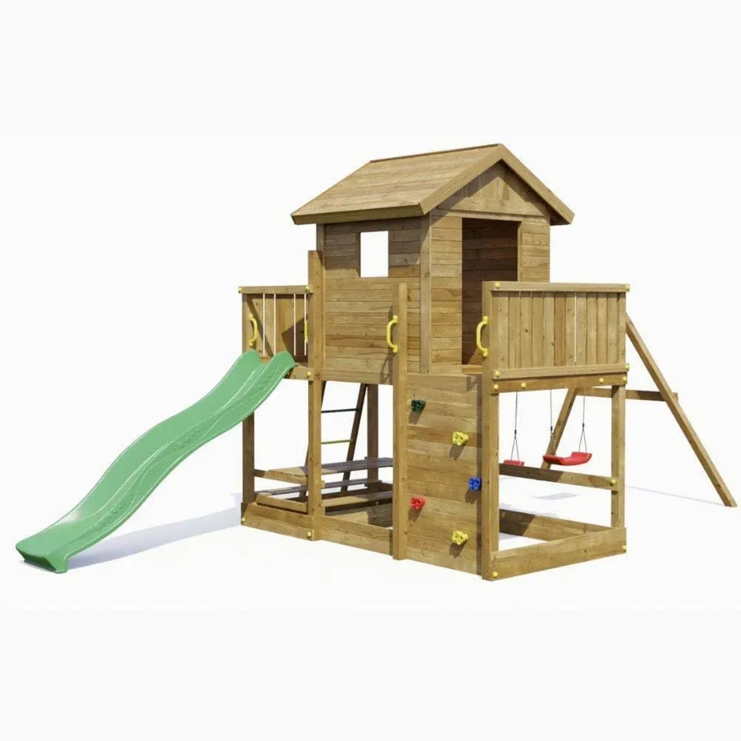 Casetta in Legno per Bambini Fungoo Mars con Scivolo, Altalene e Tavolo da Picnic