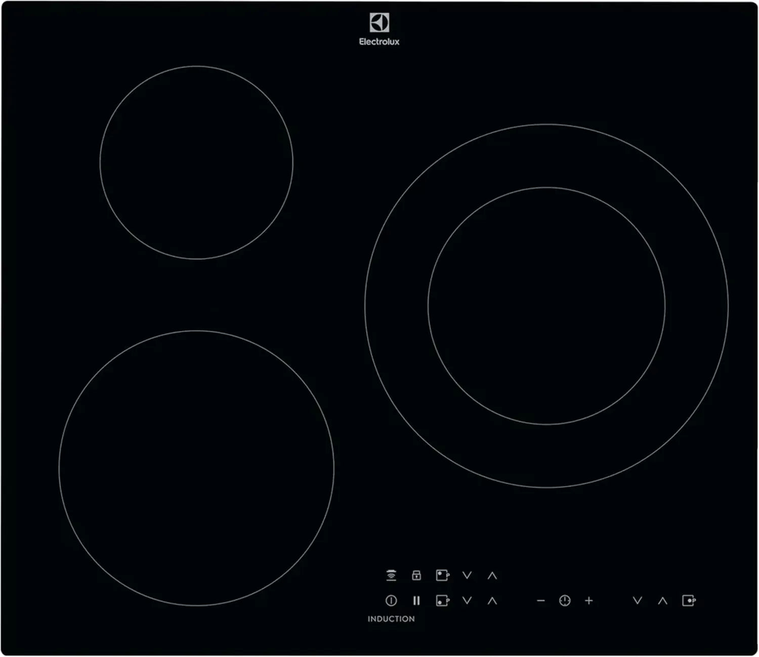 Piano cottura a induzione Electrolux con 3 zone, funzione ponte, e controllo touch, nero, 60 cm